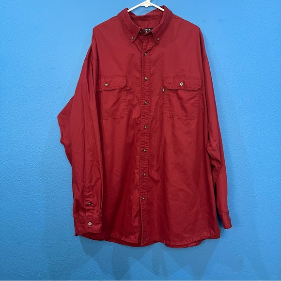 Lakin Mckey Long Sleeved Maroon Red Button Up Shirt Men Size 3XLT - Picture 1 of 16